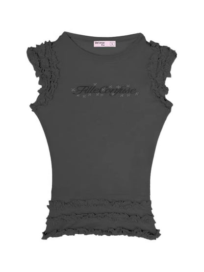 Sheer Lace Trim Knit Tank