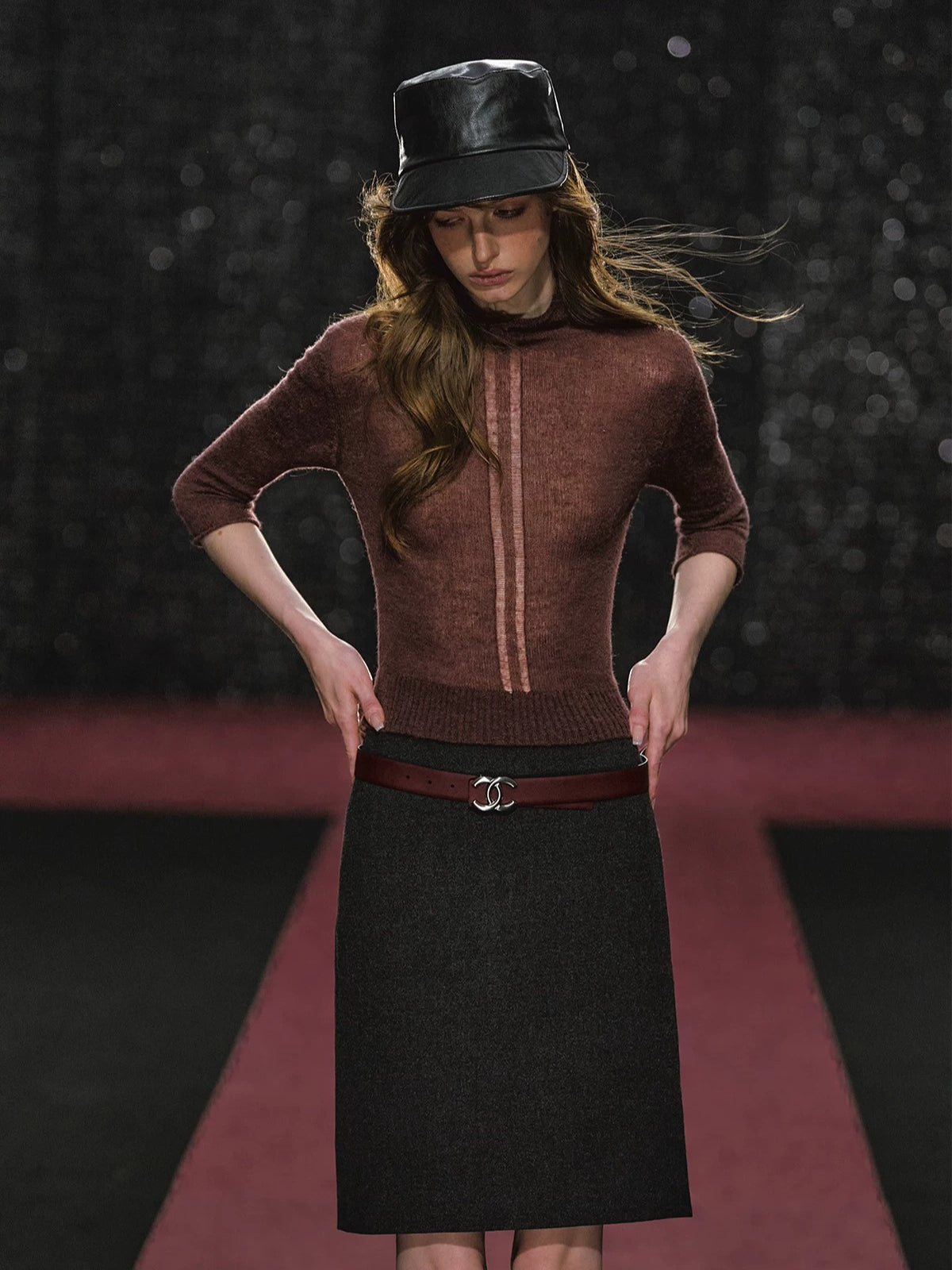 High Neck Knit Seven Sleeve Top