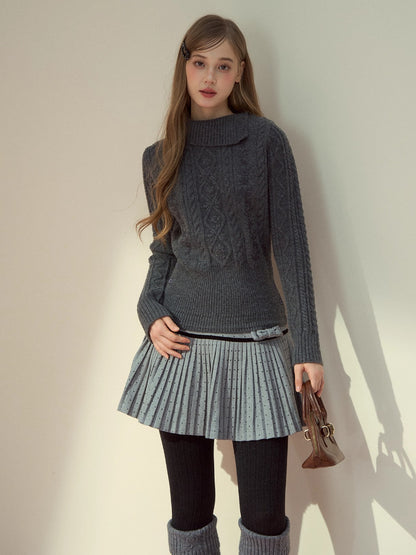 Cable-Knit Mock-Neck Sweater