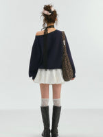 Lace Trim Off-Shoulder Sweatshirt