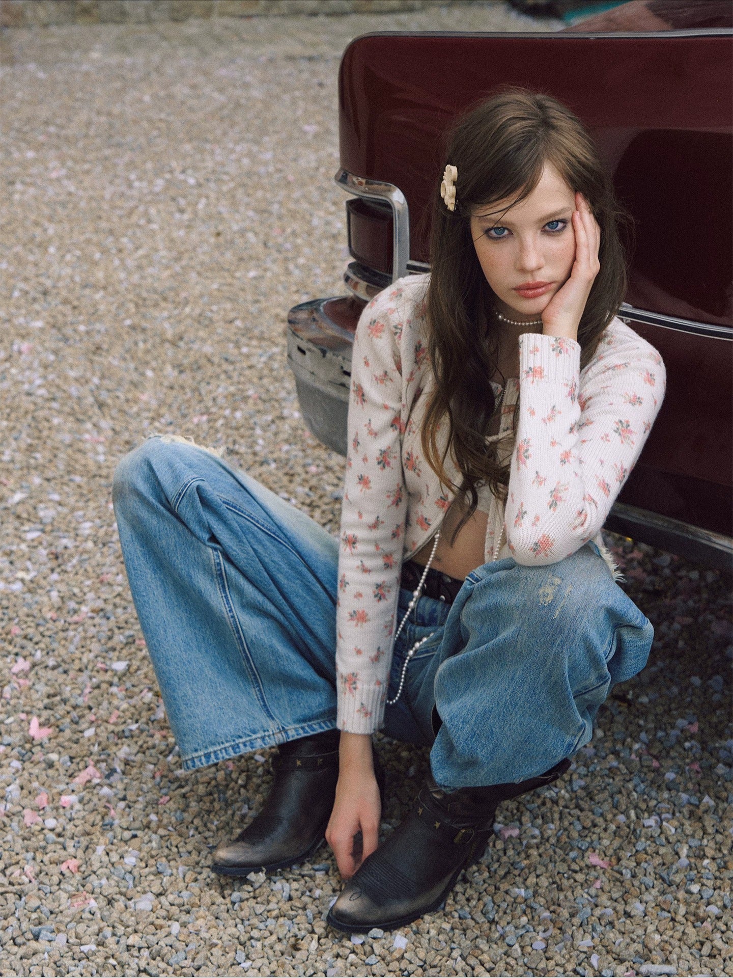 Floral Pocket Wool Cardigan
