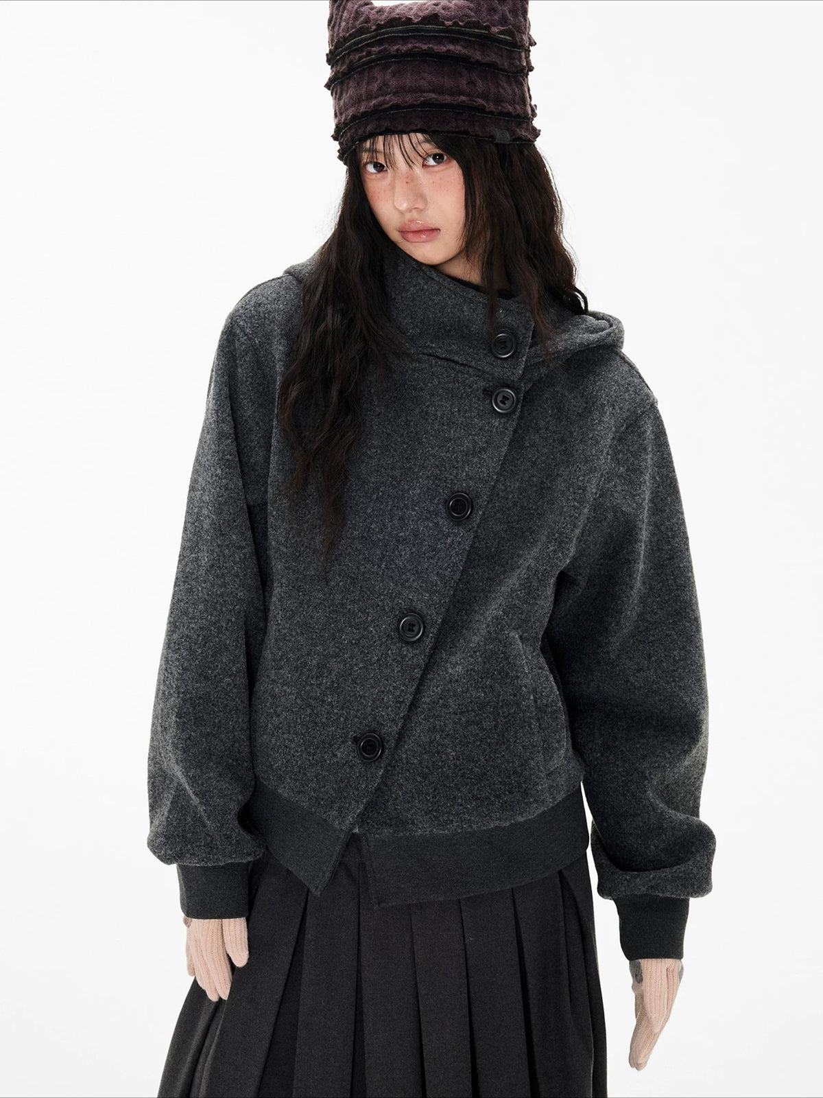 Hooded Wool Blend Jacket