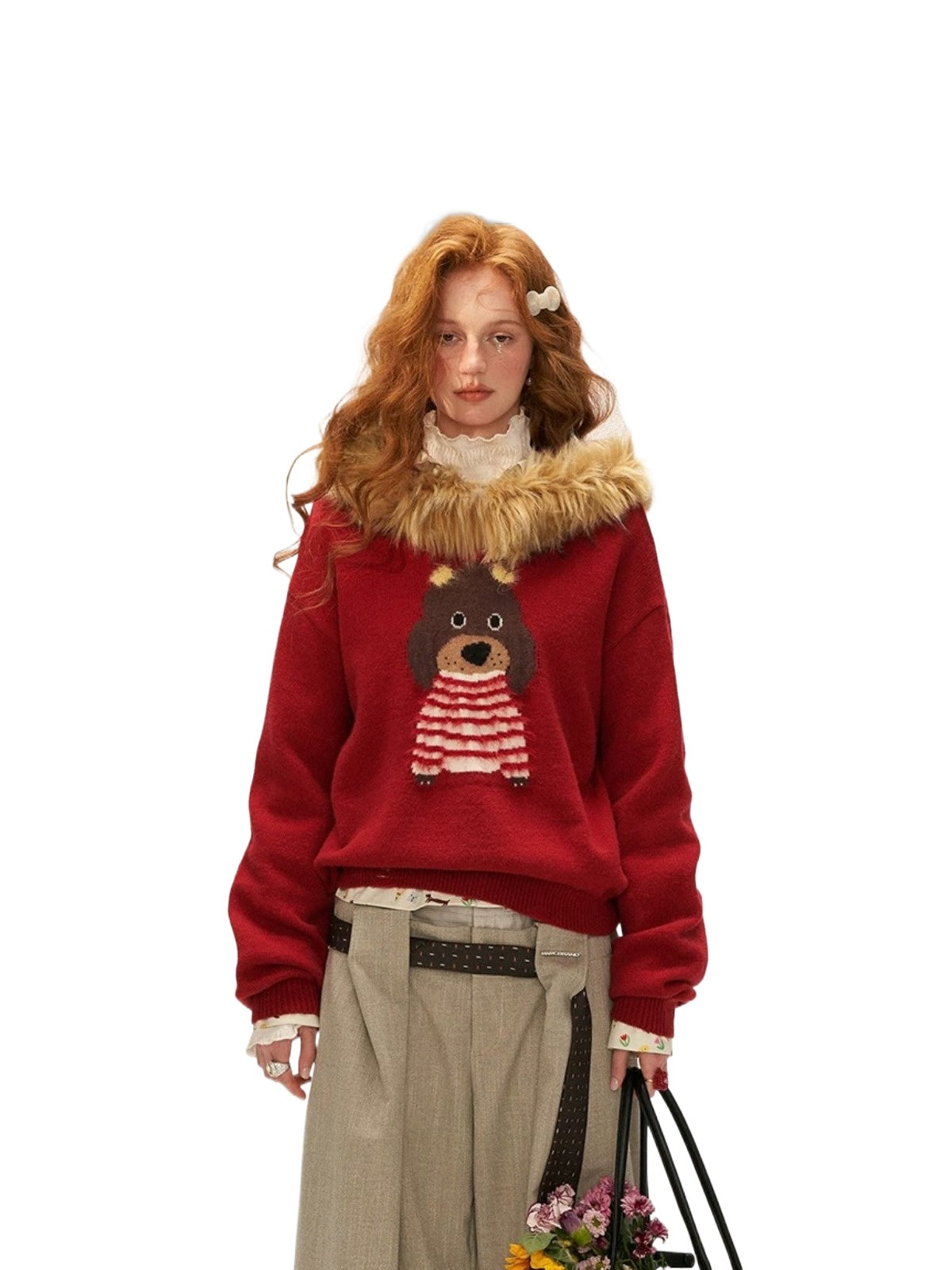 Cute Puppy Hooded Knit Sweater