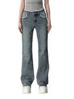 Light Blue Lace Patchwork Embroidered Jeans