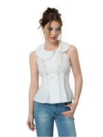White Asymmetric Doll Collar Top