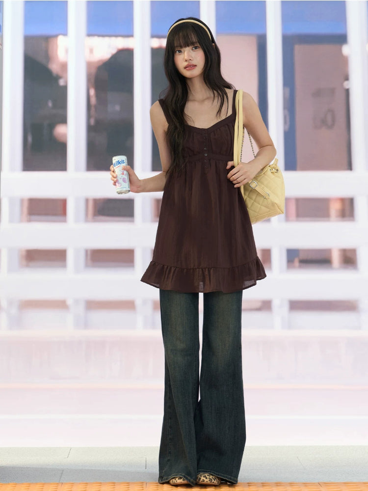 Brown Cami A-line Dress