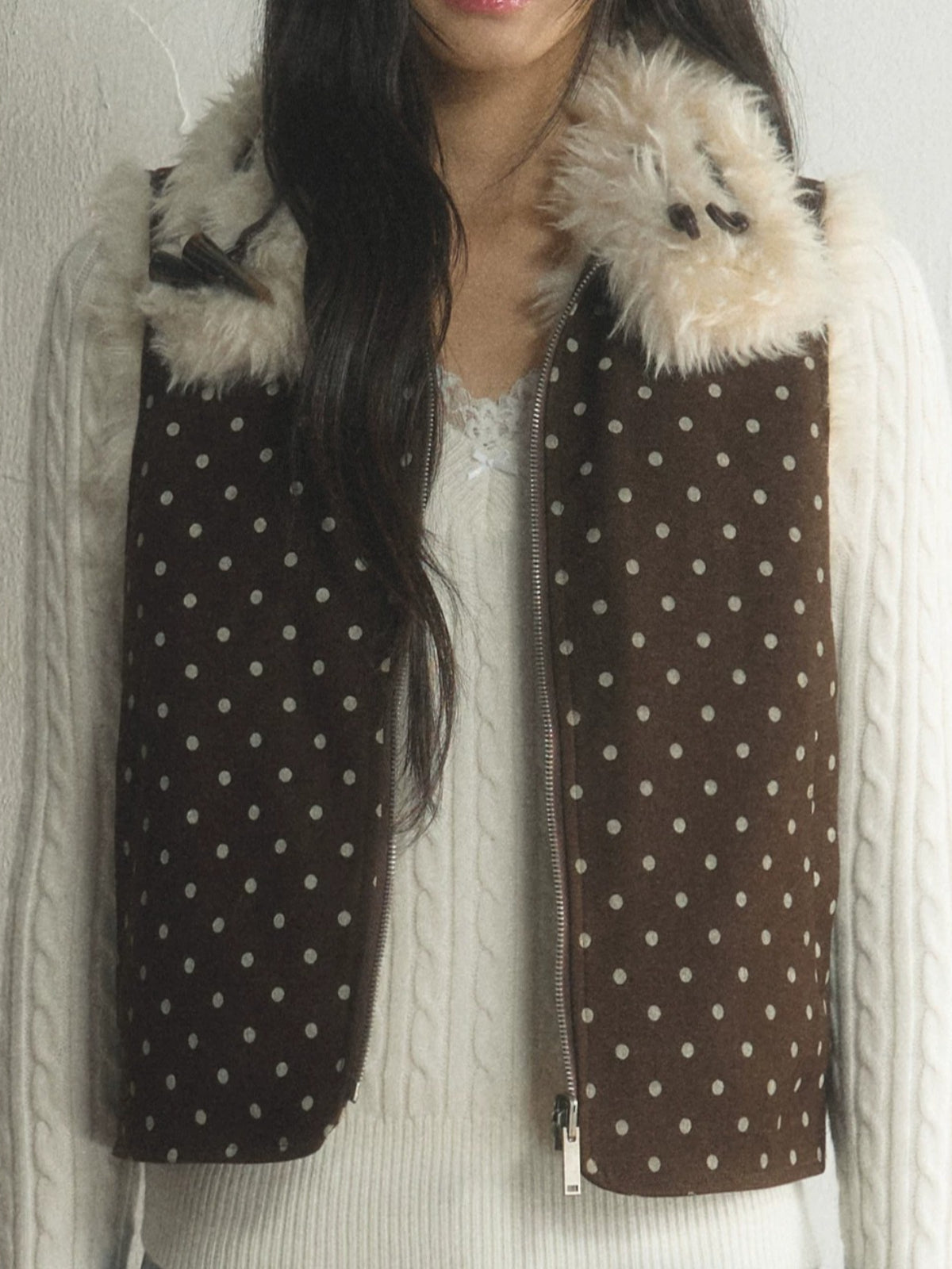 Reversible Polka Dot Fleece Vest