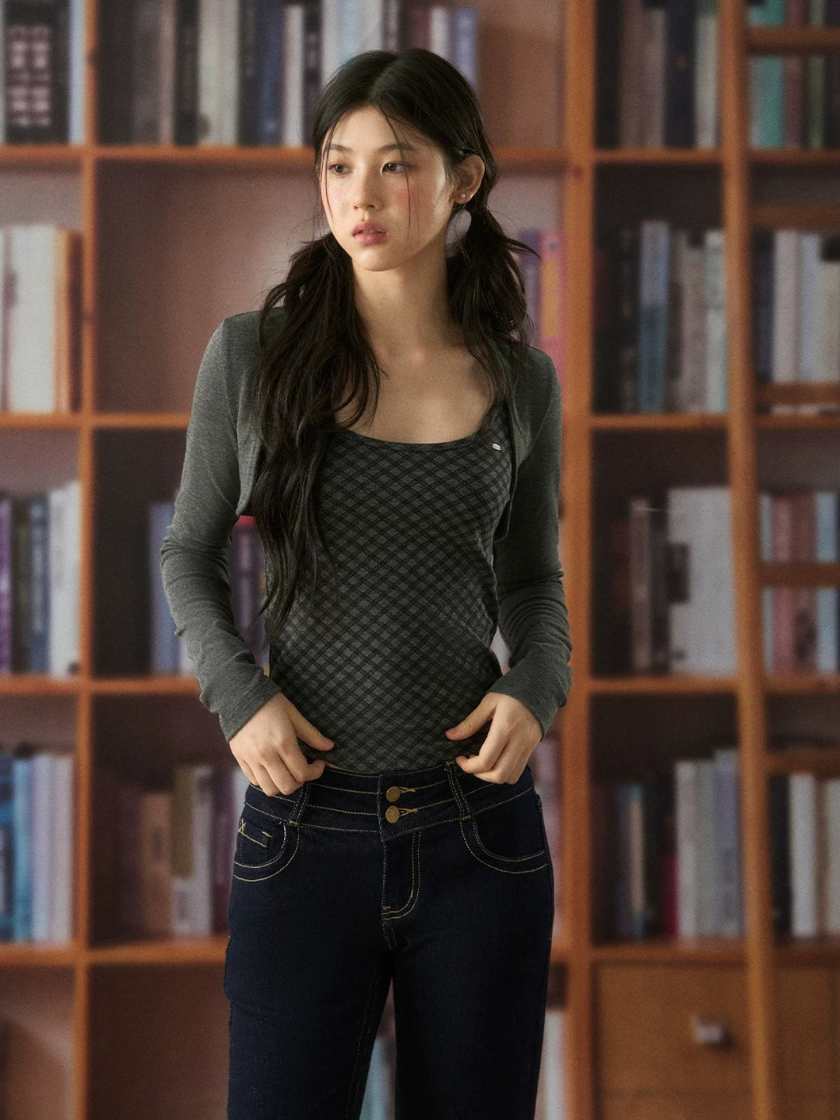 Vintage Plaid Cami Cardigan Set