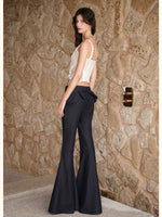 Washed Ruffle Flare Denim Jeans