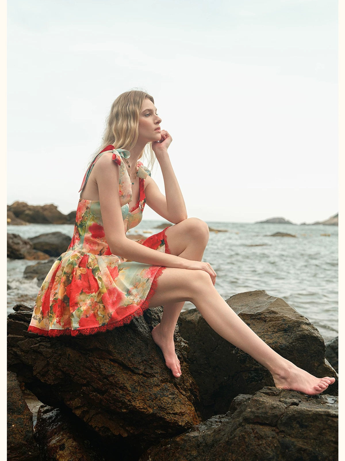 Fiorina Floral Lace-Up Mini Dress