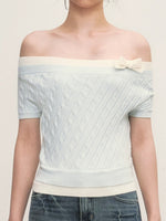 Cable Knit Off-Shoulder Top