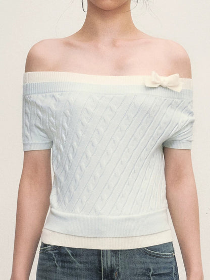 Cable Knit Off-Shoulder Top