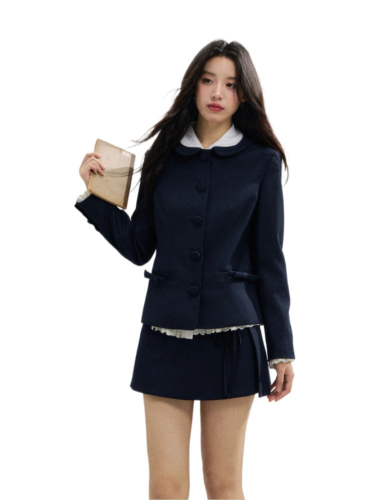 Navy Blue College-style Suit