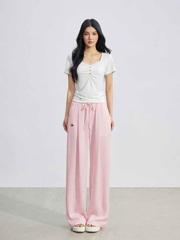 Lace Ruched Slim Tee