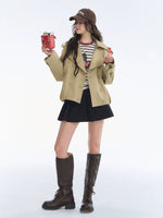 Vintage Solid Cropped Trench Coat