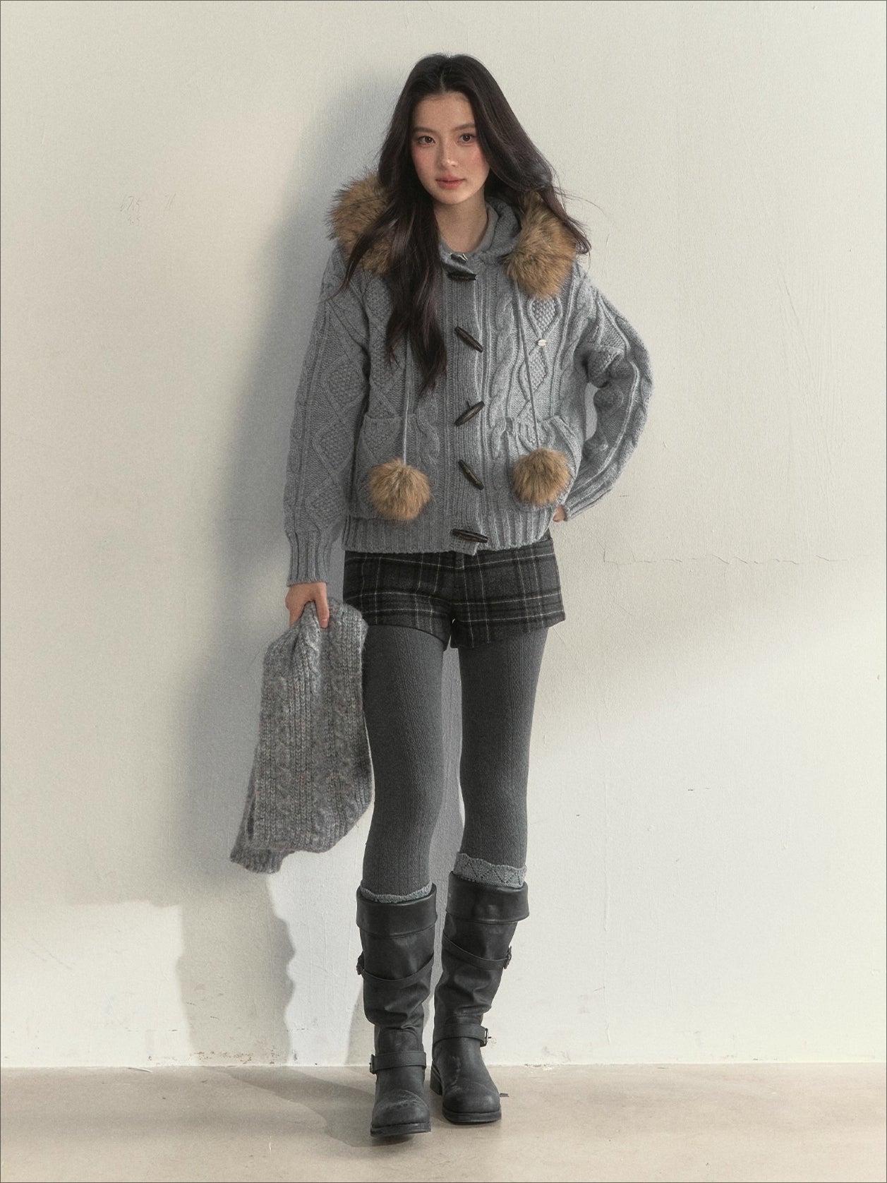 Wool Cable Hooded Sweater