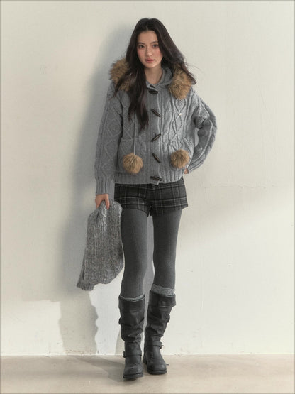 Wool Cable Hooded Sweater