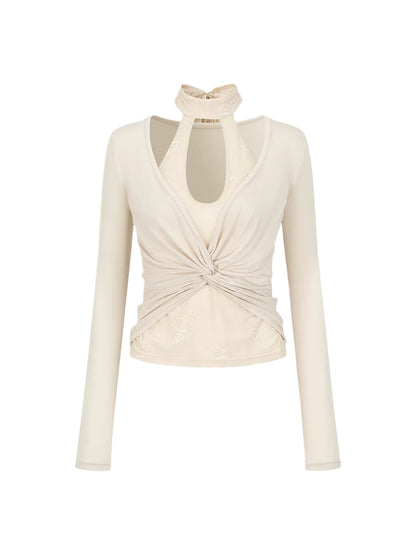 Twist Lace Halter Top