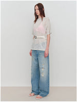 Light Blue Ripped Low-Rise Jeans