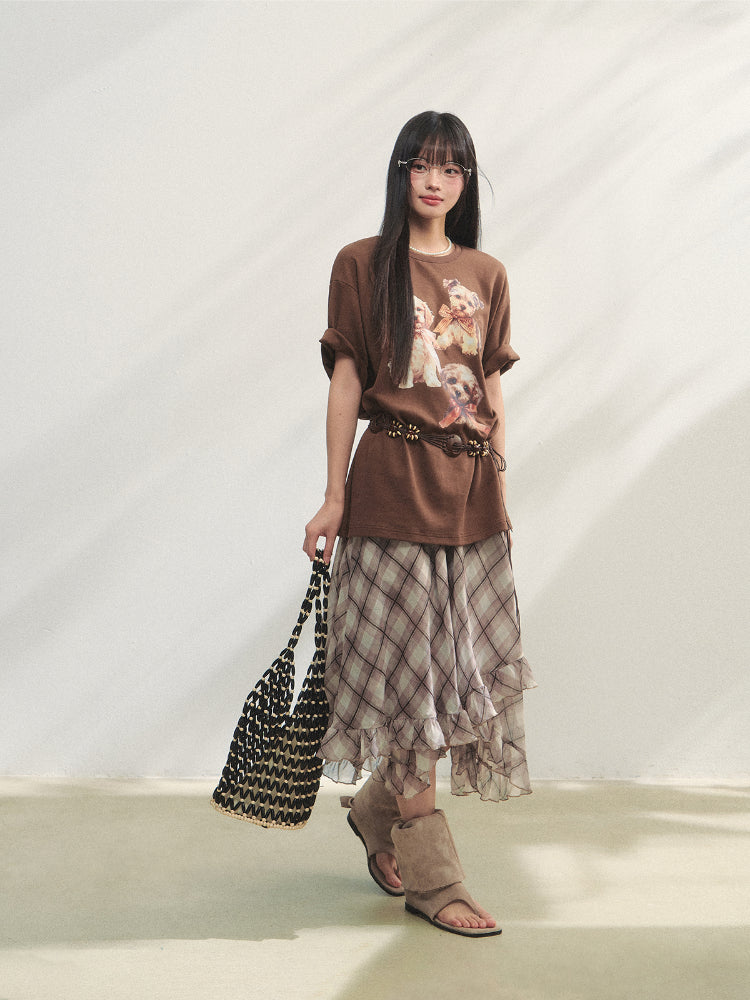 Irregular Ruffle  Top &amp; Midi Skirt Set