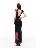 Black Floral Qipao Dress