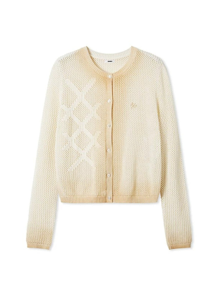 Airy Denim-Yarn Gradient Knit Cardigan