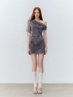 Cold Mist Asymmetric Mesh Dress