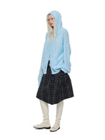 Hooded Mohair Blend Knit Cardigan