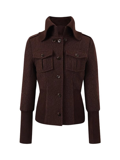 Vintage Sailor Collar Woolen Jacket