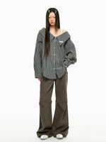 Star Rivet Pleated Flare Pants