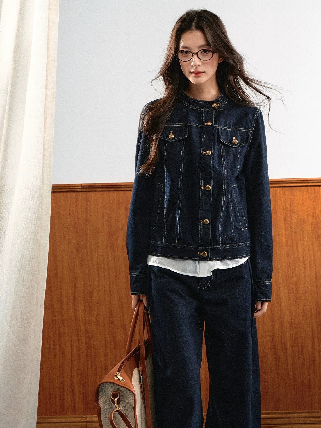 Gold Button Denim Set