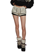 Textured Low-Waist Tweed Shorts