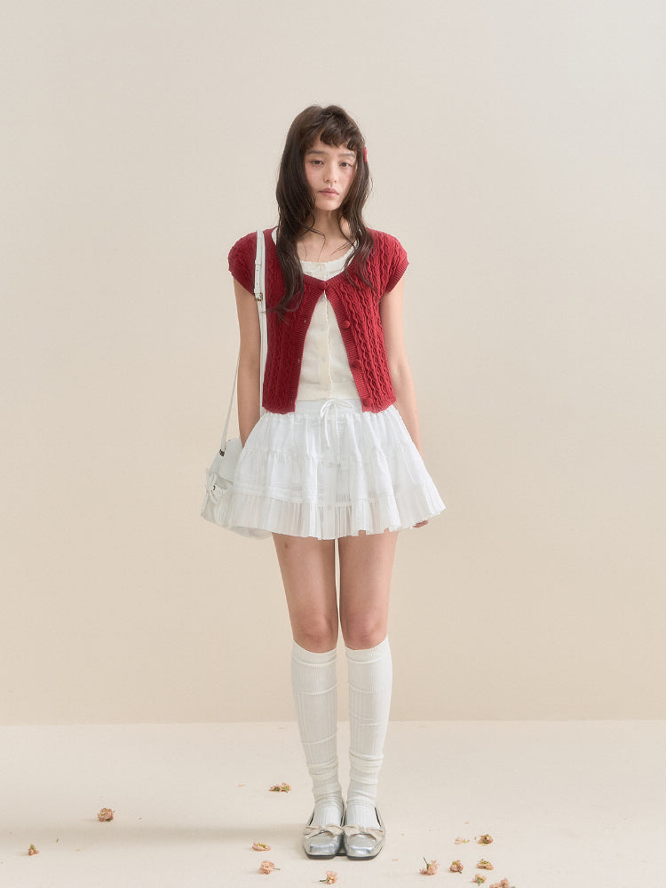 Pure White Lace A-line Tulle Skirt