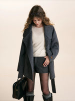 Gray Stand Collar Wool Coat