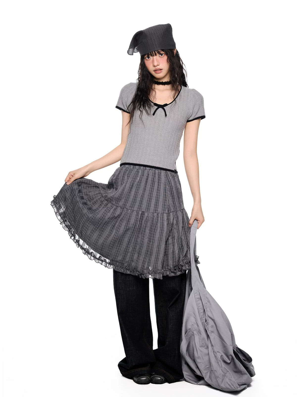 Bow Knit Short Sleeve Top