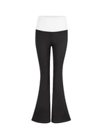 Color-Block Faux-Layered Low-Rise Flared Yoga Pants