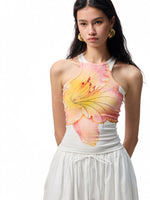 Floral Print Rhinestone Vest