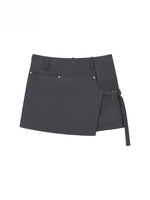 Blade Buckle Asymmetric Mini Skirt