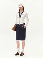 Contrast Double-Placket Hoodie