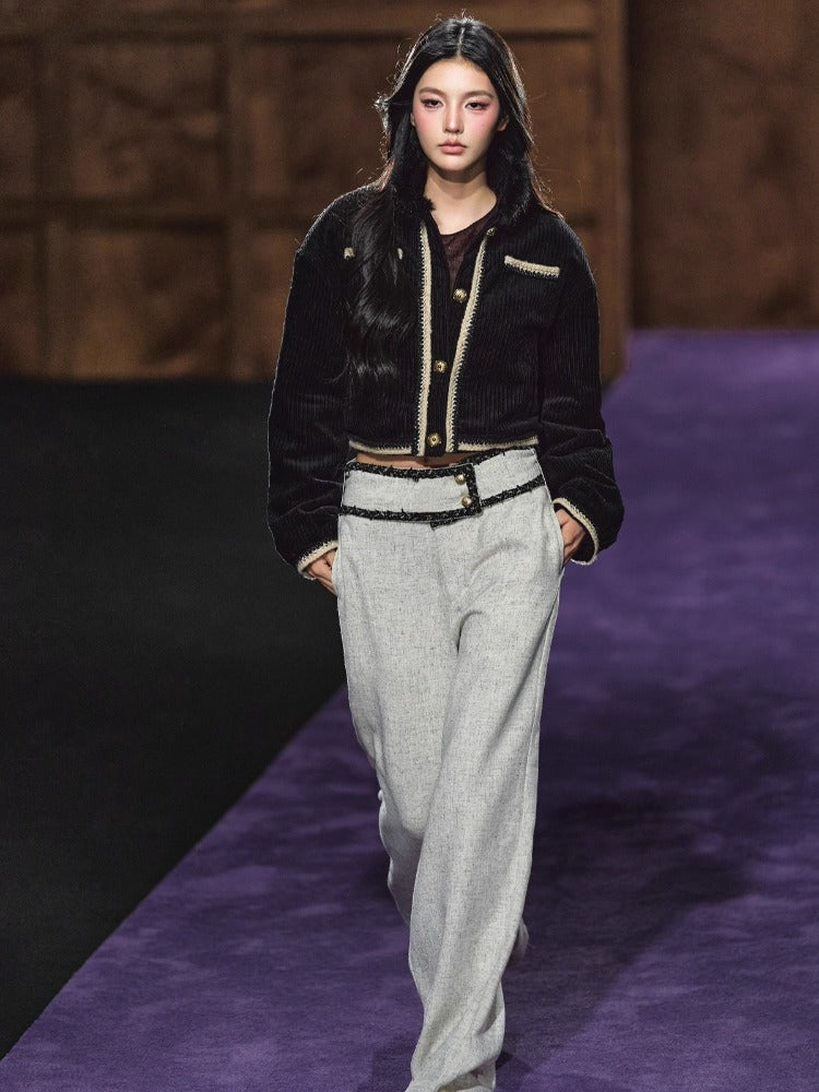 Wide-Waist Tailored Trousers