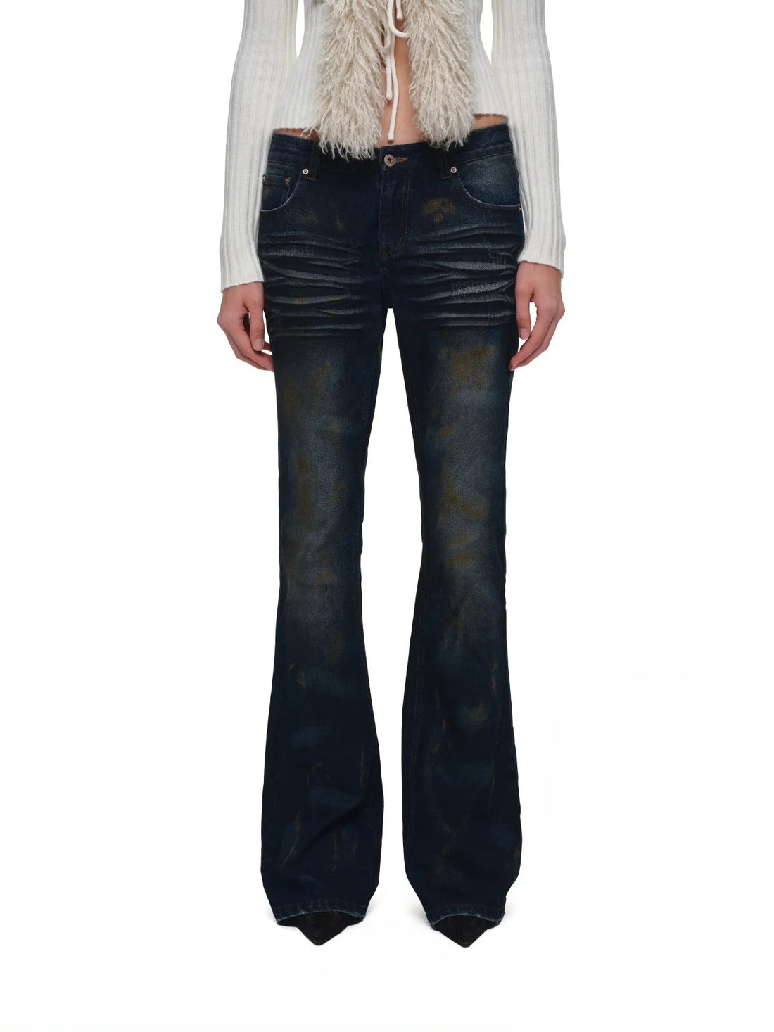 Vintage Rust Dyed Flared Jeans