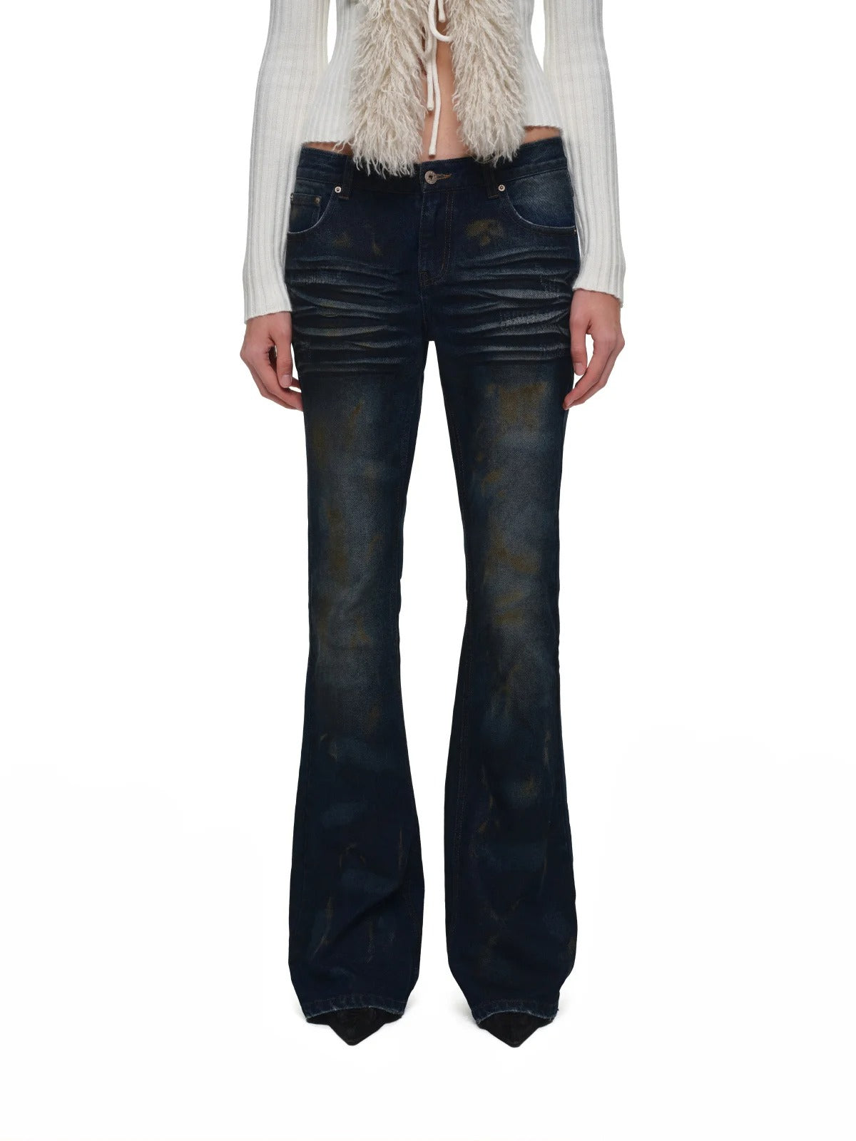 Vintage Rust Dyed Flared Jeans