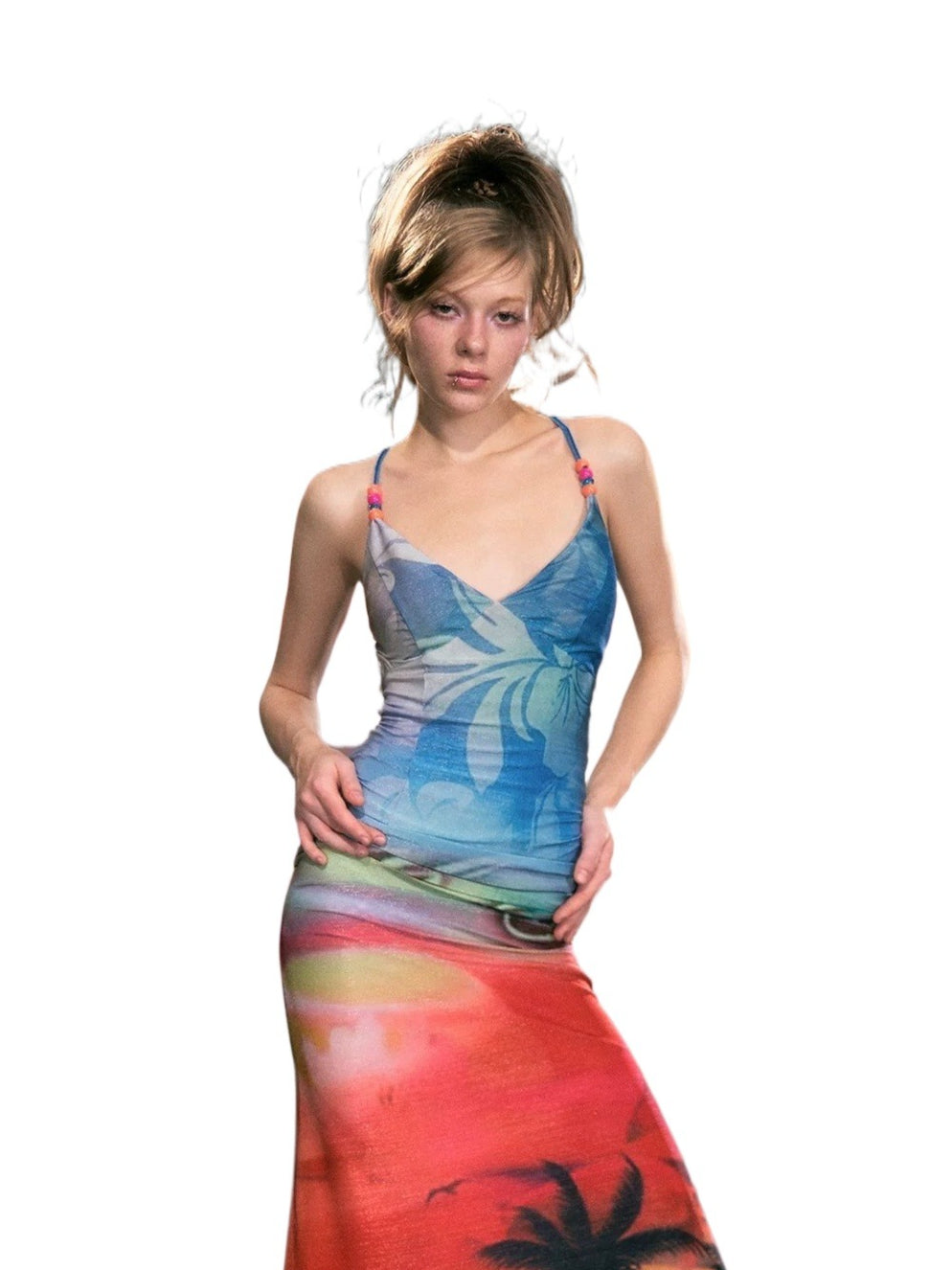 Gradient Beaded Slip Dress