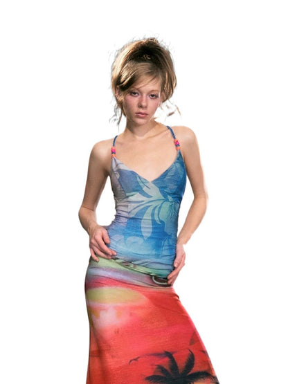 Gradient Beaded Slip Dress