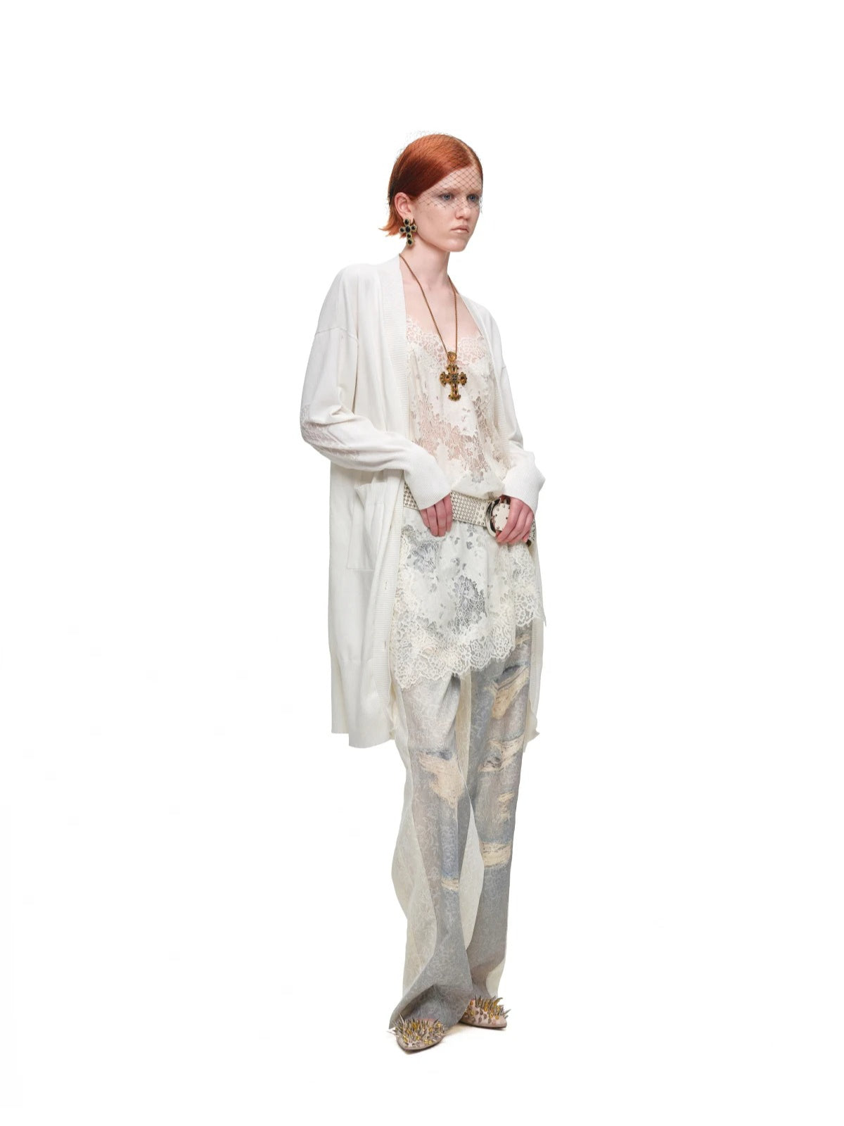 Burnout Sheer Long Cardigan