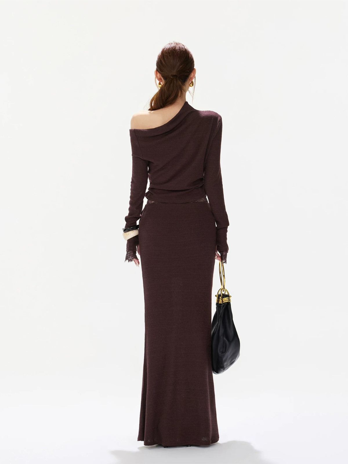 Purple Lace Ruched Top &amp; Skirt Set