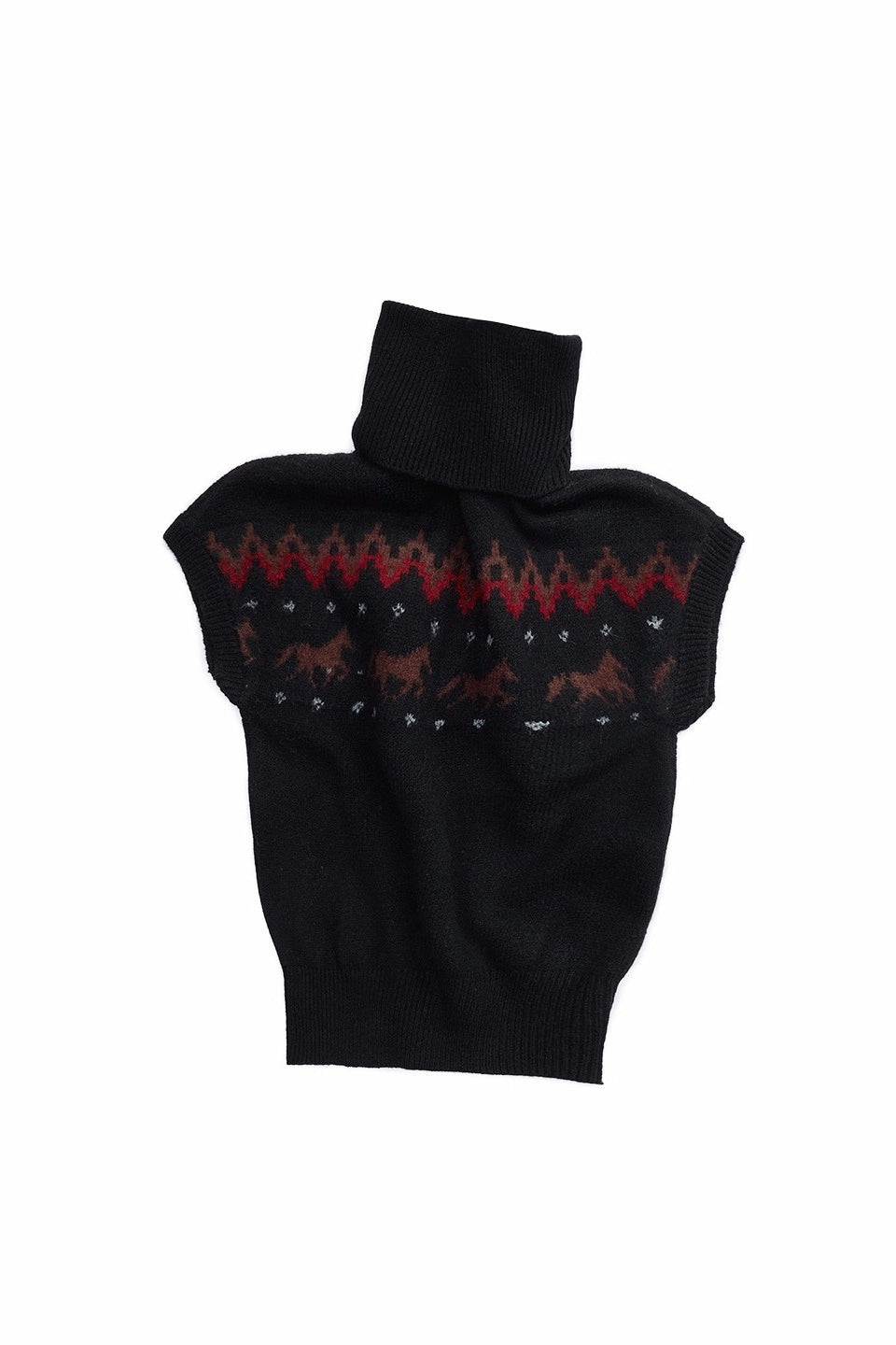 Fair Isle Pony Jacquard Turtleneck Knit Sweater