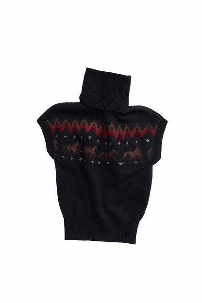 Fair Isle Pony Jacquard Turtleneck Knit Sweater