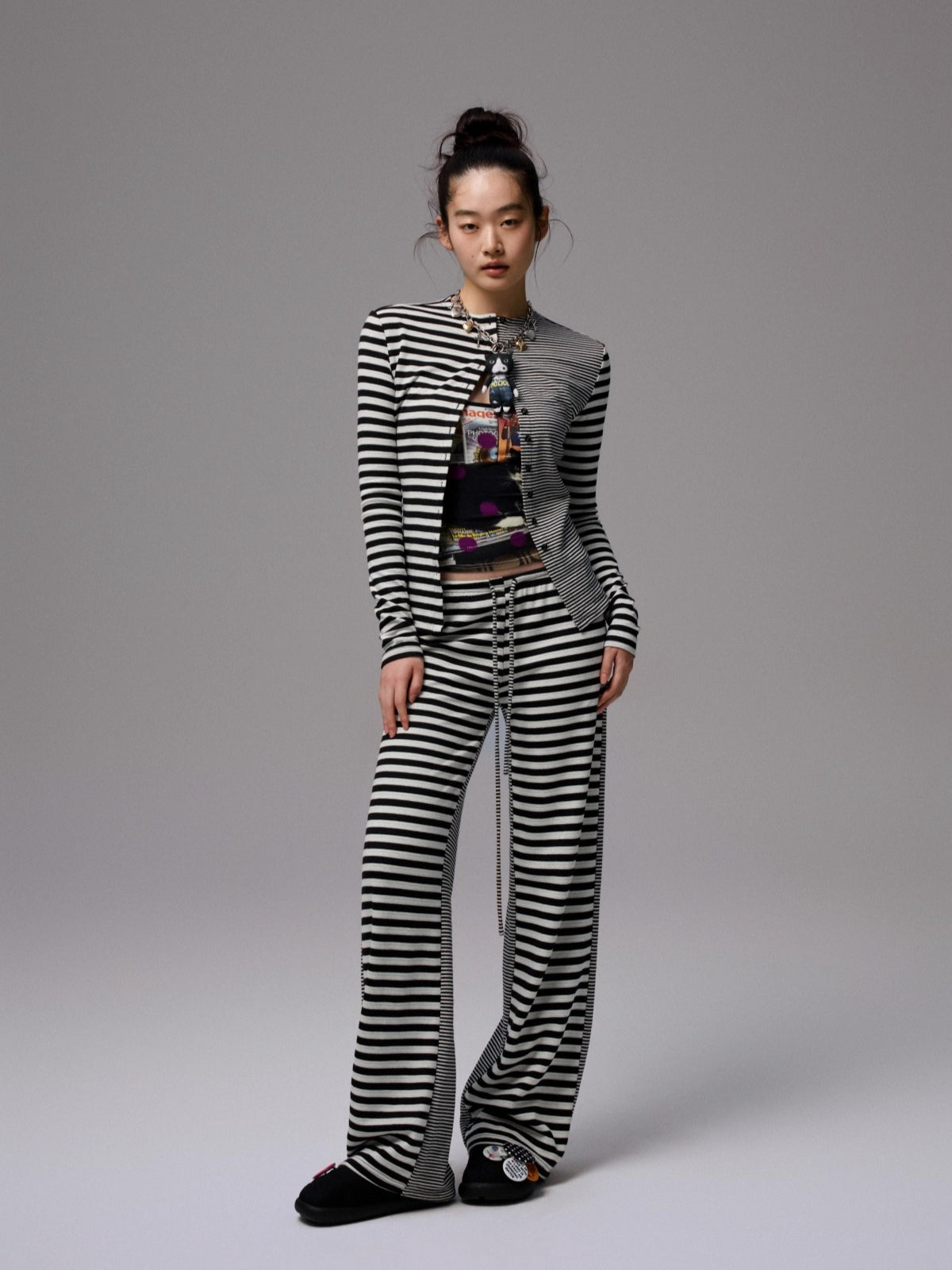 Double-Face Striped Knit 3-Piece Set