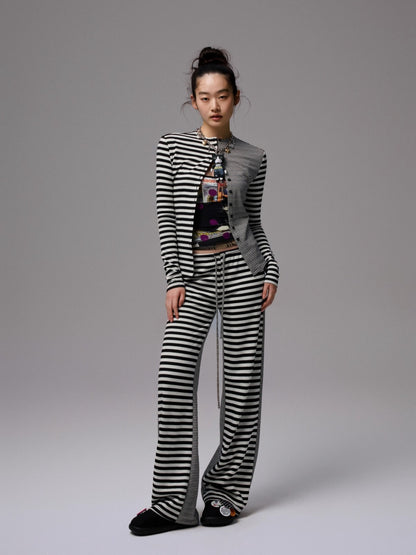 Double-Face Striped Knit 3-Piece Set